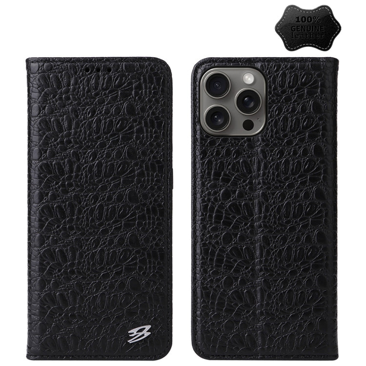 Fierre Shann Crocodile Texture Magnetic Genuine Leather Phone Case, For iPhone 16e���������������...