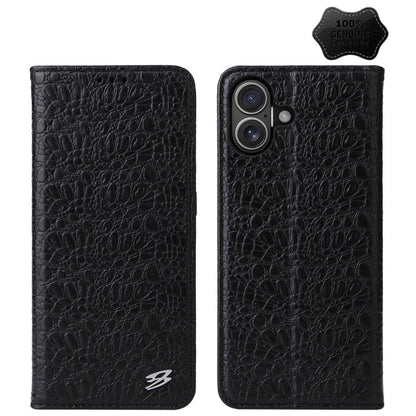 Fierre Shann Crocodile Texture Magnetic Genuine Leather Phone Case, For iPhone 16e���������������...