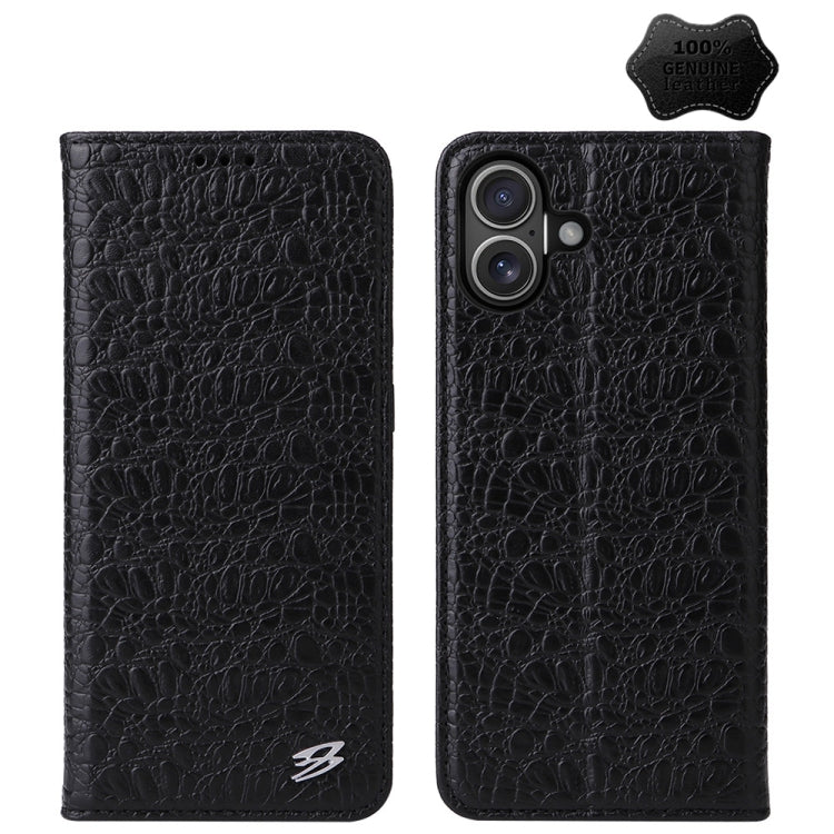 Fierre Shann Crocodile Texture Magnetic Genuine Leather Phone Case, For iPhone 16e���������������...