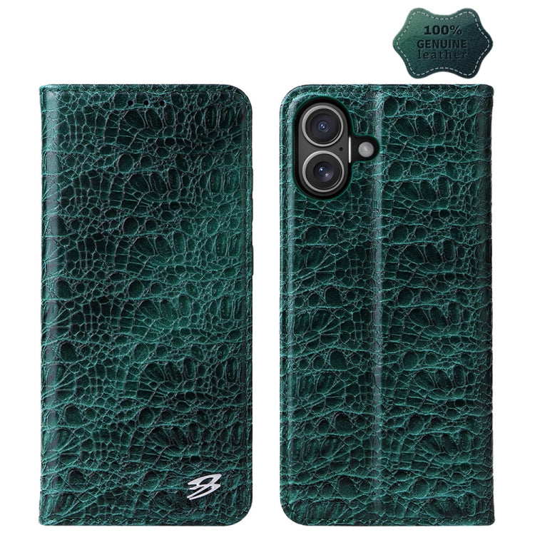 Fierre Shann Crocodile Texture Magnetic Genuine Leather Phone Case, For iPhone 16e���������������...