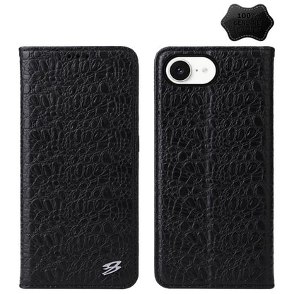 Fierre Shann Crocodile Texture Magnetic Genuine Leather Phone Case, For iPhone 16e���������������...