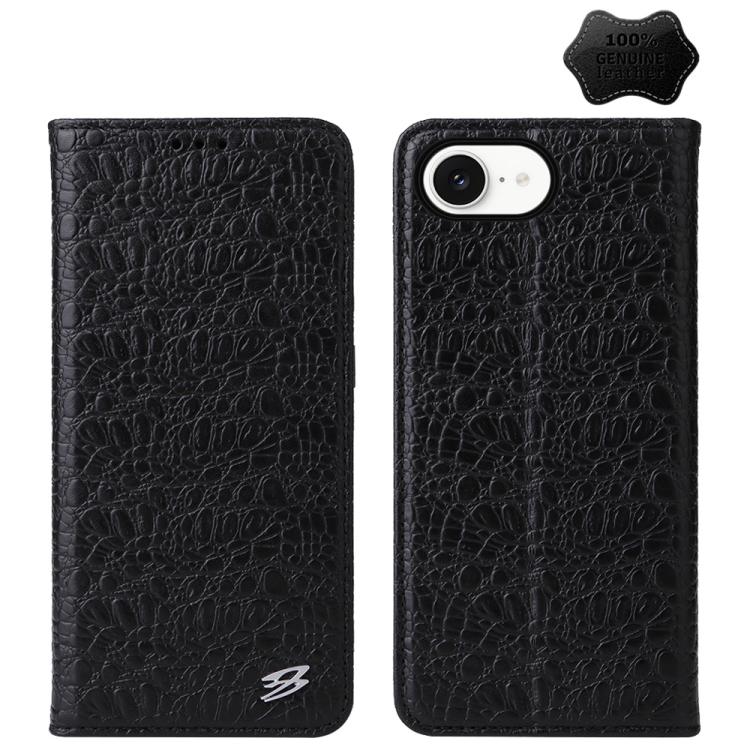 Fierre Shann Crocodile Texture Magnetic Genuine Leather Phone Case, For iPhone 16e���������������...