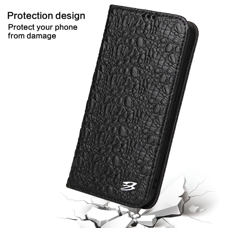 Fierre Shann Crocodile Texture Magnetic Genuine Leather Phone Case, For iPhone 16e���������������...