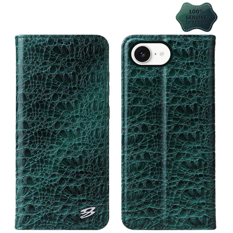 Fierre Shann Crocodile Texture Magnetic Genuine Leather Phone Case, For iPhone 16e���������������...