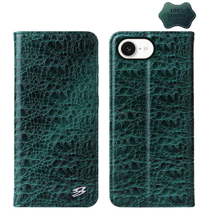 Fierre Shann Crocodile Texture Magnetic Genuine Leather Phone Case, For iPhone 16e���������������...