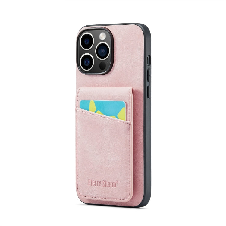 Fierre Shann Crazy Horse Card Holder Back Cover PU Phone Case, For iPhone 16 Pro Max�������������...