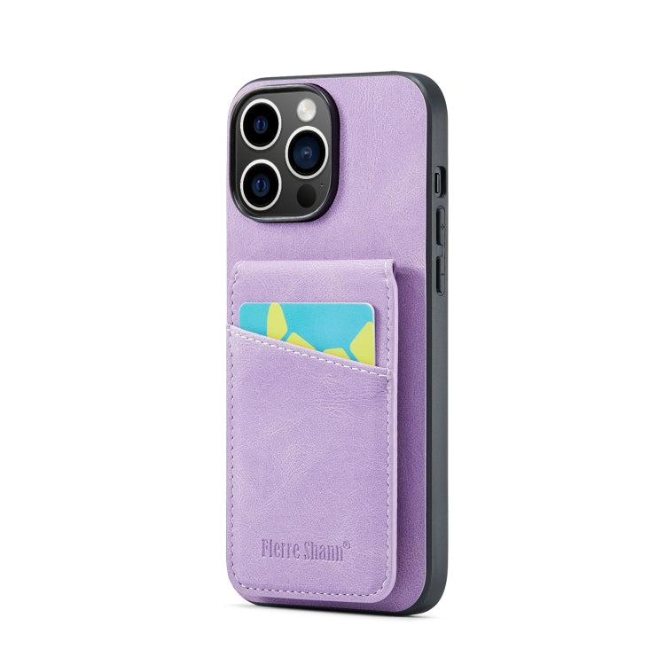 Fierre Shann Crazy Horse Card Holder Back Cover PU Phone Case, For iPhone 16 Pro Max�������������...