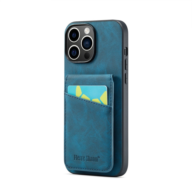 Fierre Shann Crazy Horse Card Holder Back Cover PU Phone Case, For iPhone 16 Pro Max�������������...