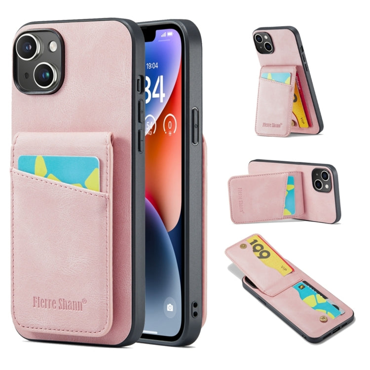 Fierre Shann Crazy Horse Card Holder Back Cover PU Phone Case, For iPhone 16 Pro Max�������������...
