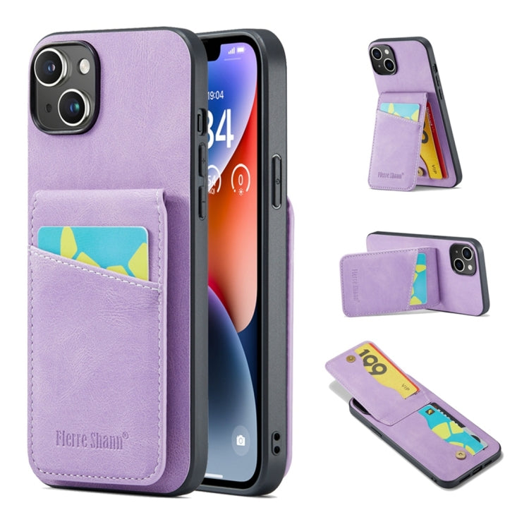 Fierre Shann Crazy Horse Card Holder Back Cover PU Phone Case, For iPhone 16 Pro Max�������������...