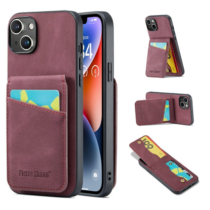 Fierre Shann Crazy Horse Card Holder Back Cover PU Phone Case, For iPhone 16 Pro Max�������������...
