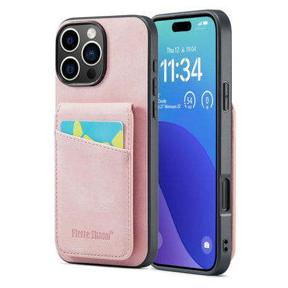 Fierre Shann Crazy Horse Card Holder Back Cover PU Phone Case, For iPhone 16 Pro Max�������������...