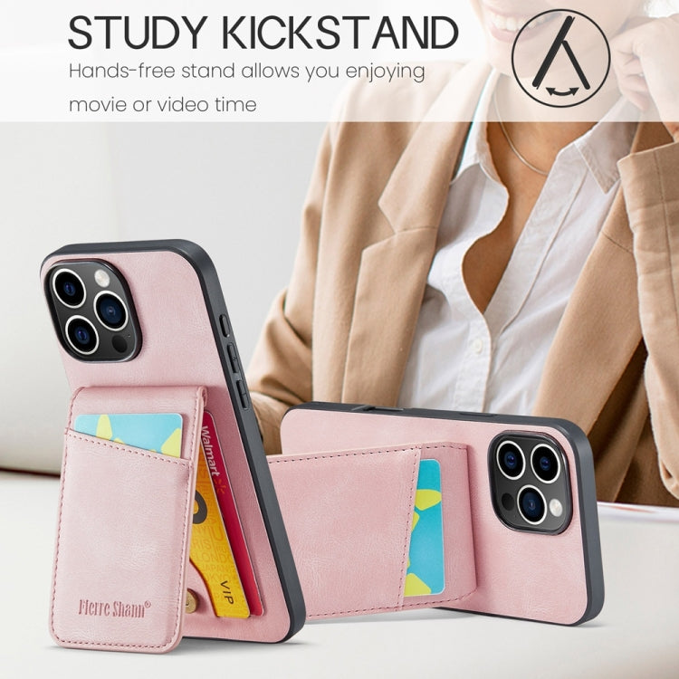 Fierre Shann Crazy Horse Card Holder Back Cover PU Phone Case, For iPhone 16 Pro Max�������������...