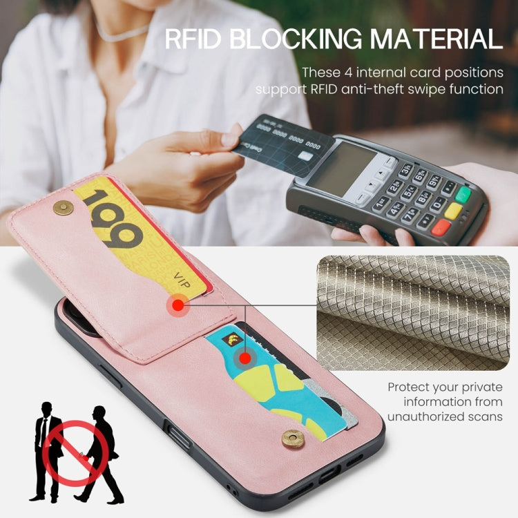 Fierre Shann Crazy Horse Card Holder Back Cover PU Phone Case, For iPhone 16 Pro Max�������������...