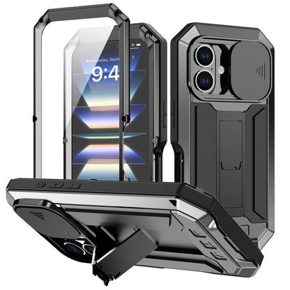 R-JUST Sliding Camera IP54 Life Waterproof Holder Phone Case, For iPhone 16e, For iPhone 16 Pro M...