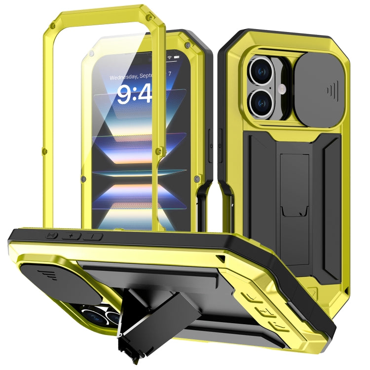 R-JUST Sliding Camera IP54 Life Waterproof Holder Phone Case, For iPhone 16e, For iPhone 16 Pro M...