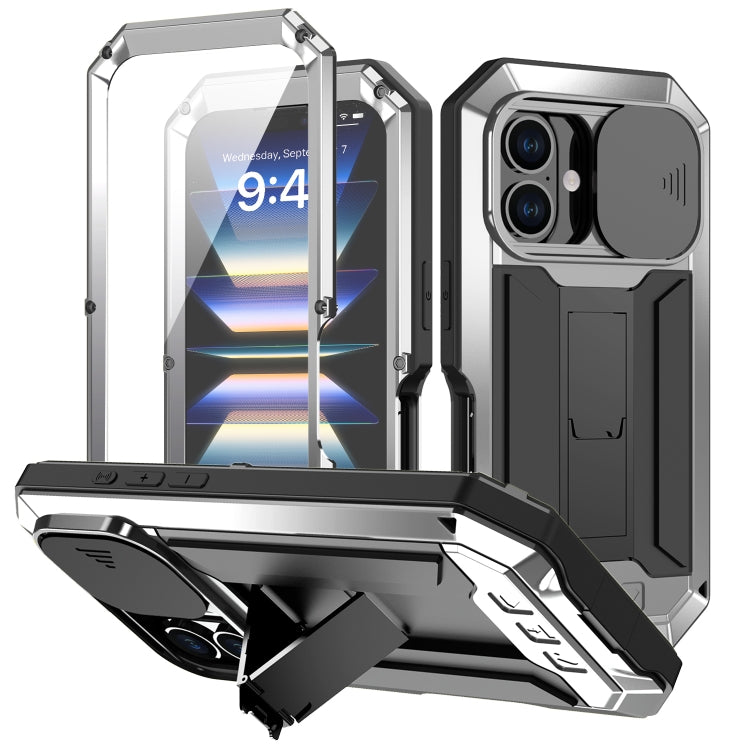 R-JUST Sliding Camera IP54 Life Waterproof Holder Phone Case, For iPhone 16e, For iPhone 16 Pro M...