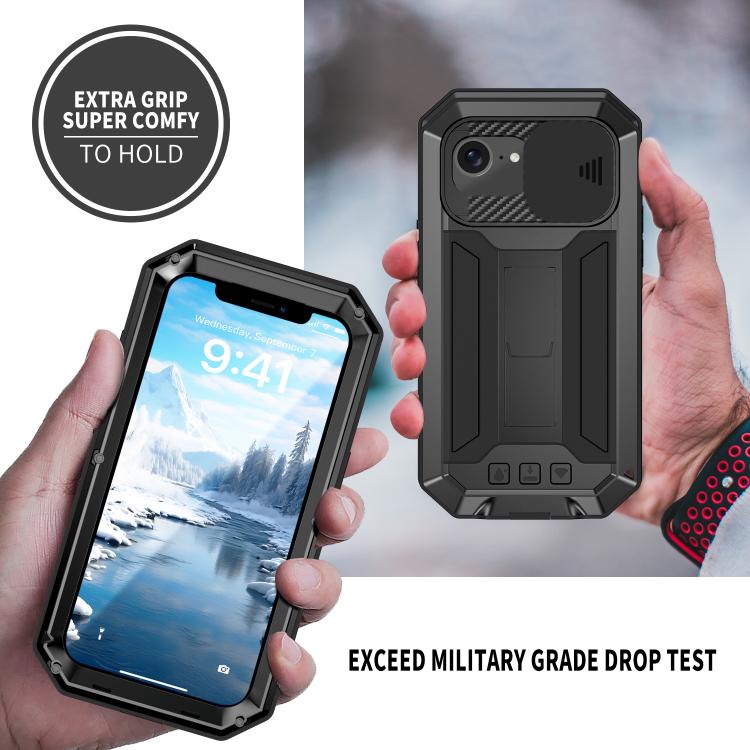 R-JUST Sliding Camera IP54 Life Waterproof Holder Phone Case, For iPhone 16e, For iPhone 16 Pro M...