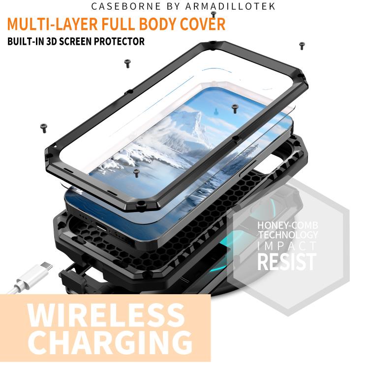 R-JUST Sliding Camera IP54 Life Waterproof Holder Phone Case, For iPhone 16e, For iPhone 16 Pro M...