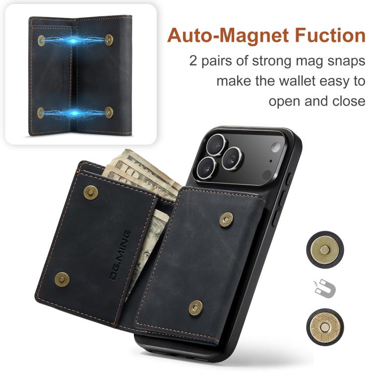 DG.MING M1 Series 3-Fold Multi Card Wallet Leather Phone Case