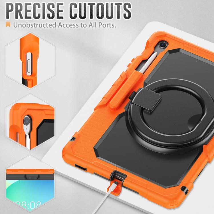 D Type Silicone Hybrid PC Tablet Case with Handle Holder, For Samsung Galaxy Tab S10 FE+���������...