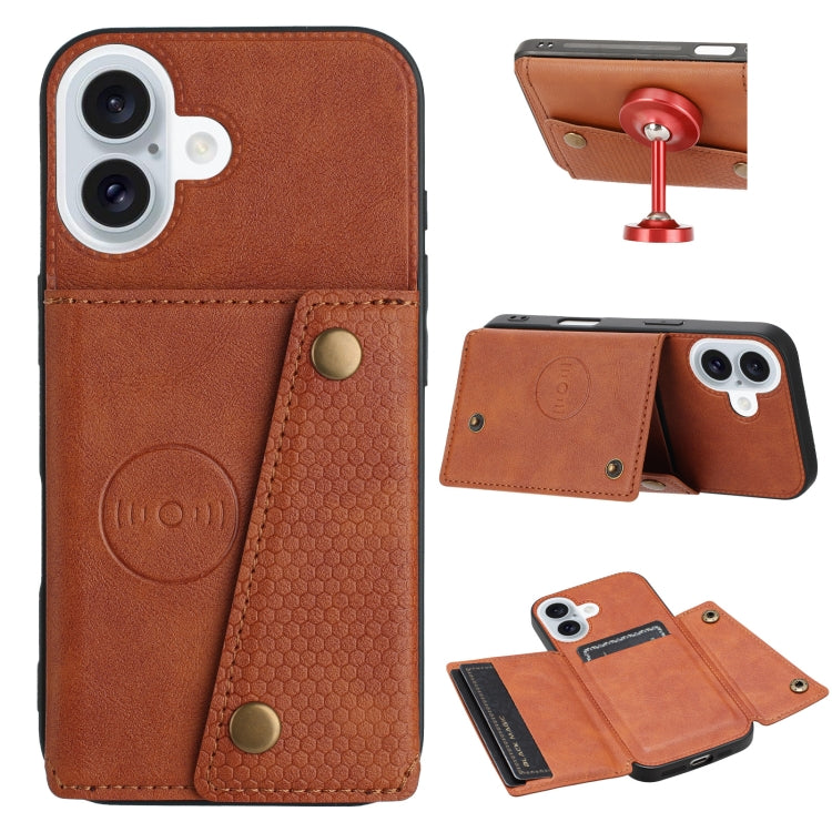 Double Buckle Card Slots PU + TPU Phone Case, For iPhone 16e, For iPhone 16 Pro Max��������������...