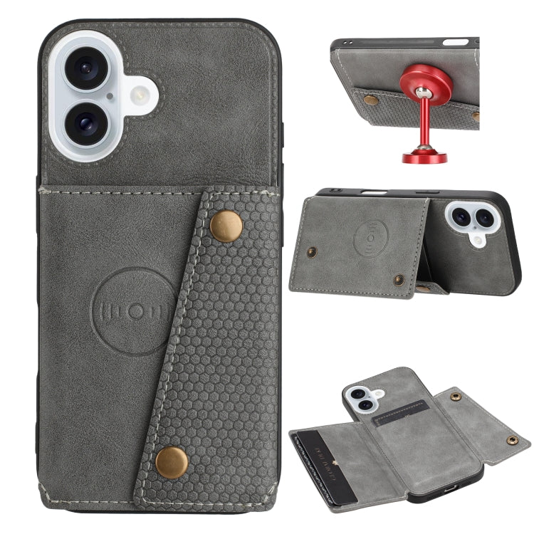 Double Buckle Card Slots PU + TPU Phone Case, For iPhone 16e, For iPhone 16 Pro Max��������������...
