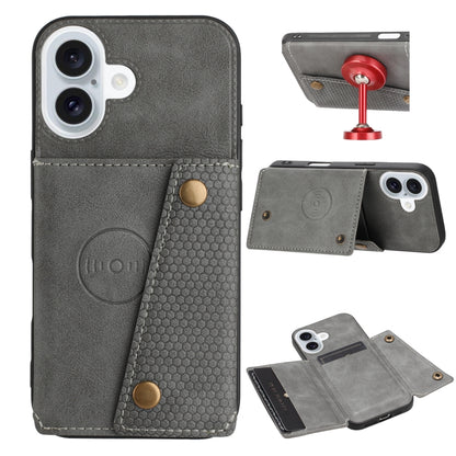 Double Buckle Card Slots PU + TPU Phone Case, For iPhone 16e, For iPhone 16 Pro Max��������������...