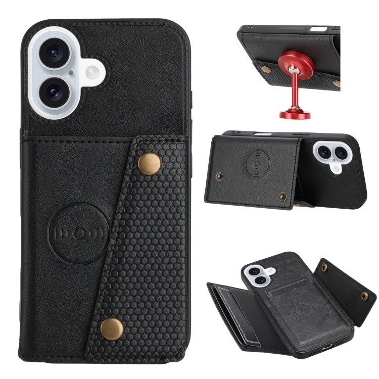 Double Buckle Card Slots PU + TPU Phone Case, For iPhone 16e, For iPhone 16 Pro Max��������������...