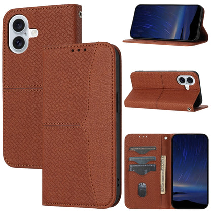 Woven Texture Stitching Magnetic Leather Phone Case, For iPhone 16 Pro Max, For iPhone 16 Pro����...