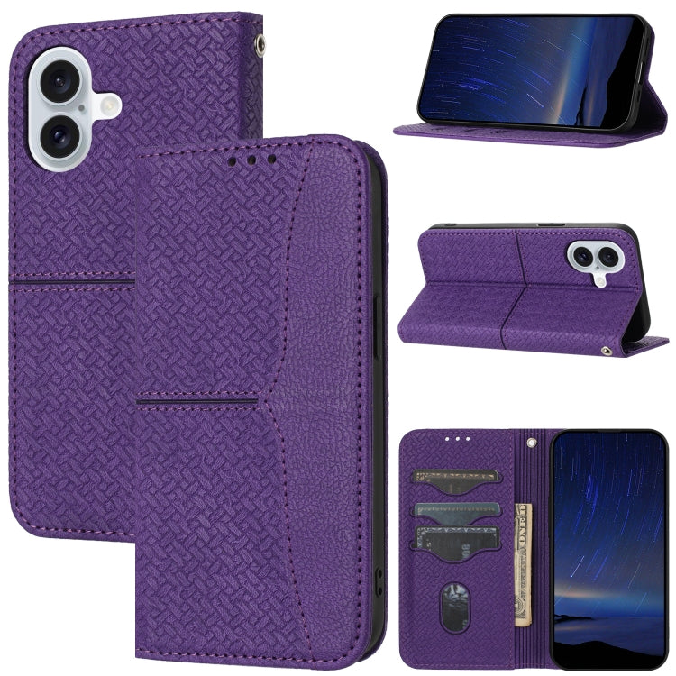 Woven Texture Stitching Magnetic Leather Phone Case, For iPhone 16 Pro Max, For iPhone 16 Pro����...