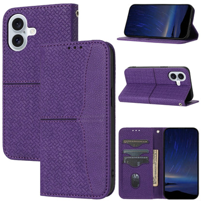 Woven Texture Stitching Magnetic Leather Phone Case, For iPhone 16 Pro Max, For iPhone 16 Pro����...