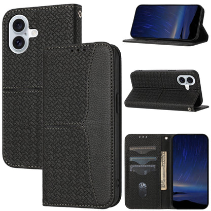 Woven Texture Stitching Magnetic Leather Phone Case, For iPhone 16 Pro Max, For iPhone 16 Pro����...