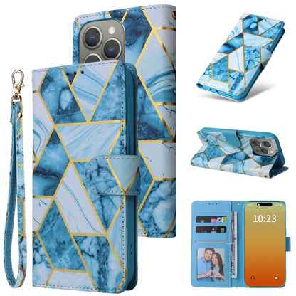 Marble Bronzing Stitching Leather Phone Case
