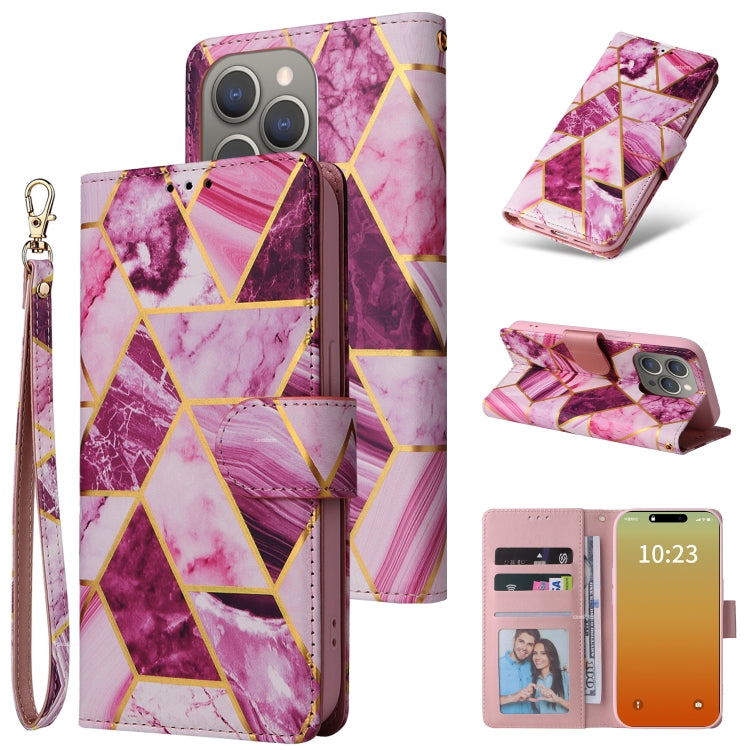 Marble Bronzing Stitching Leather Phone Case