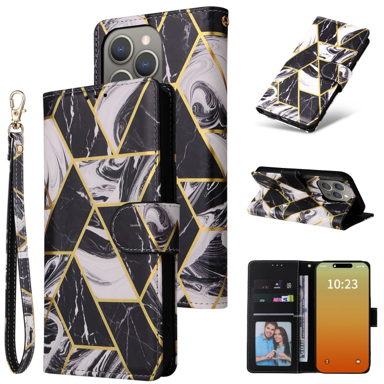 Marble Bronzing Stitching Leather Phone Case