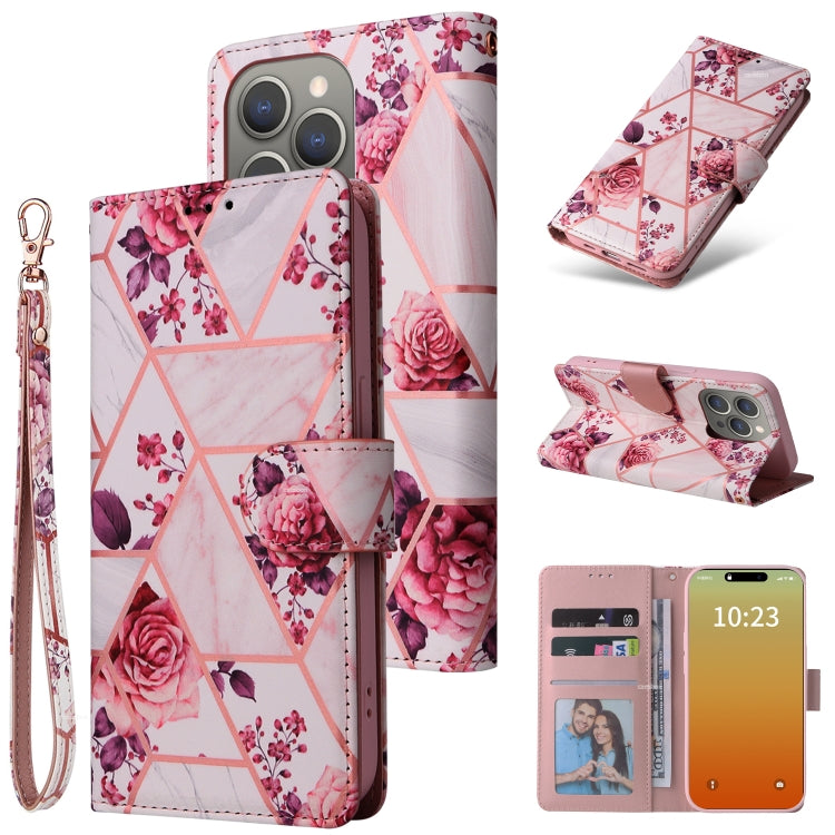 Marble Bronzing Stitching Leather Phone Case