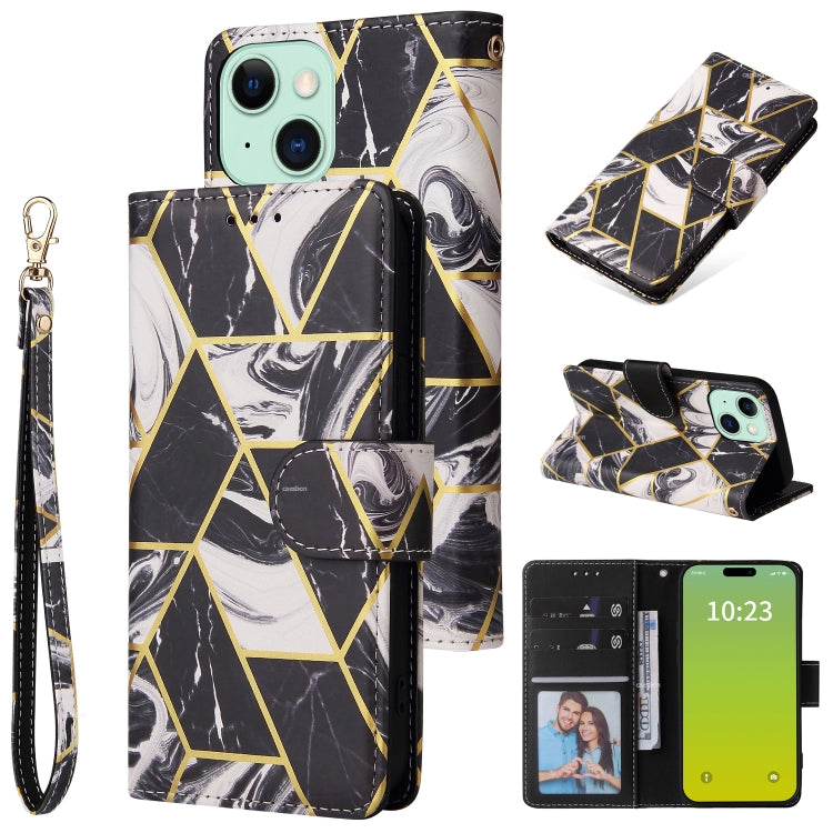 Marble Bronzing Stitching Leather Phone Case