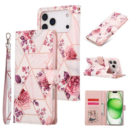 Marble Bronzing Stitching Leather Phone Case