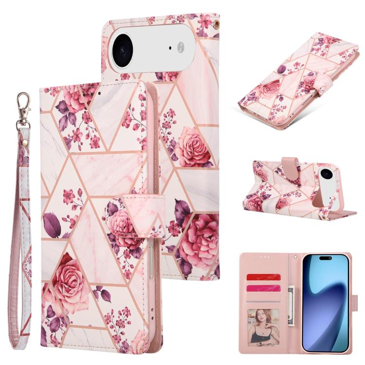 Marble Bronzing Stitching Leather Phone Case