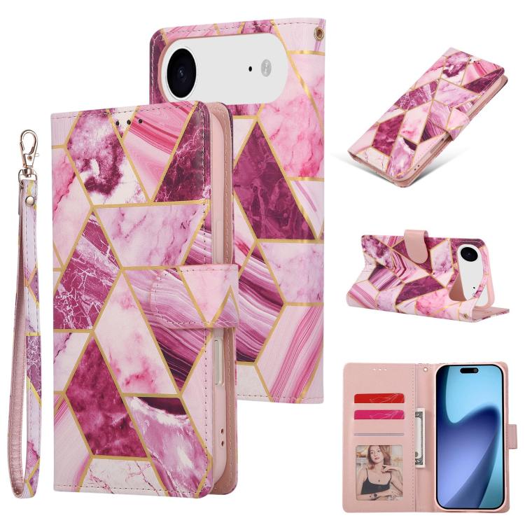 Marble Bronzing Stitching Leather Phone Case