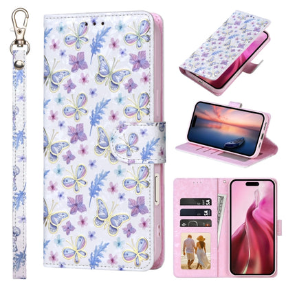 Bronzing Painting RFID Leather Case, For iPhone 16e, For iPhone 16 Pro Max, For iPhone 16 Pro����...