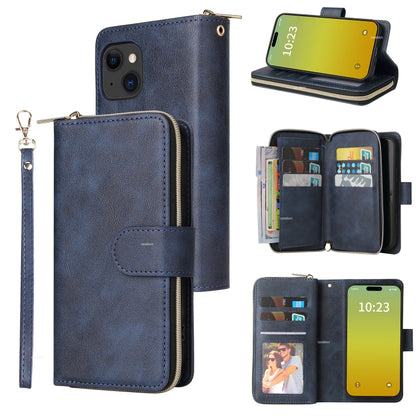 9 Card Slots Zipper Wallet Bag Leather Phone Case
