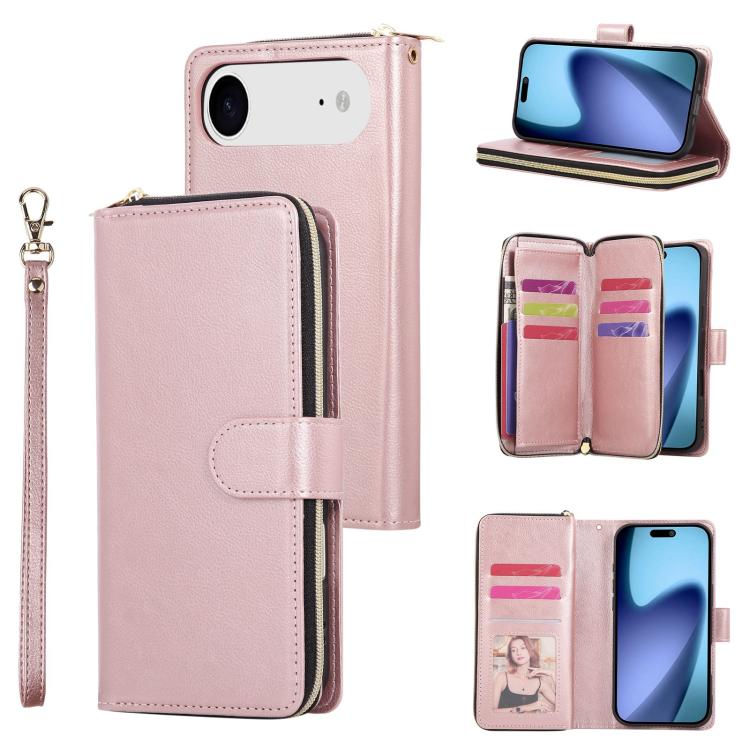 9 Card Slots Zipper Wallet Bag Leather Phone Case