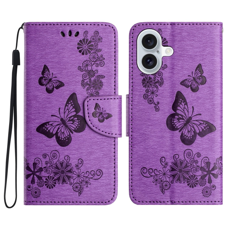 Butterfly Embossed Flip Leather Phone Case, For iPhone 16e, For iPhone 16 Pro Max, For iPhone 16 ...