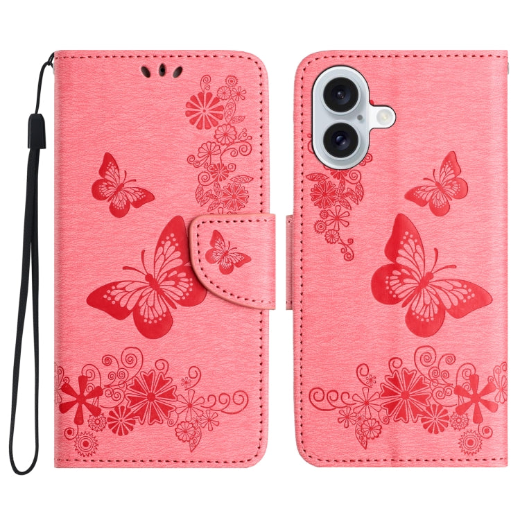 Butterfly Embossed Flip Leather Phone Case, For iPhone 16e, For iPhone 16 Pro Max, For iPhone 16 ...