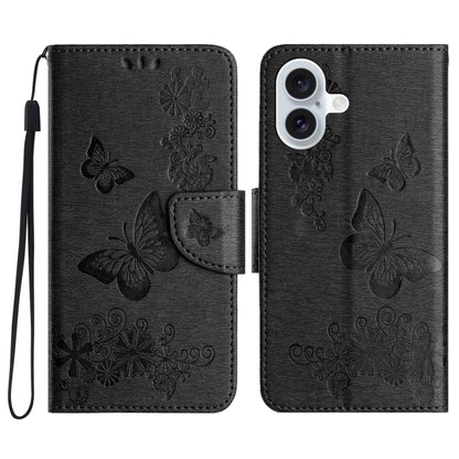 Butterfly Embossed Flip Leather Phone Case, For iPhone 16e, For iPhone 16 Pro Max, For iPhone 16 ...