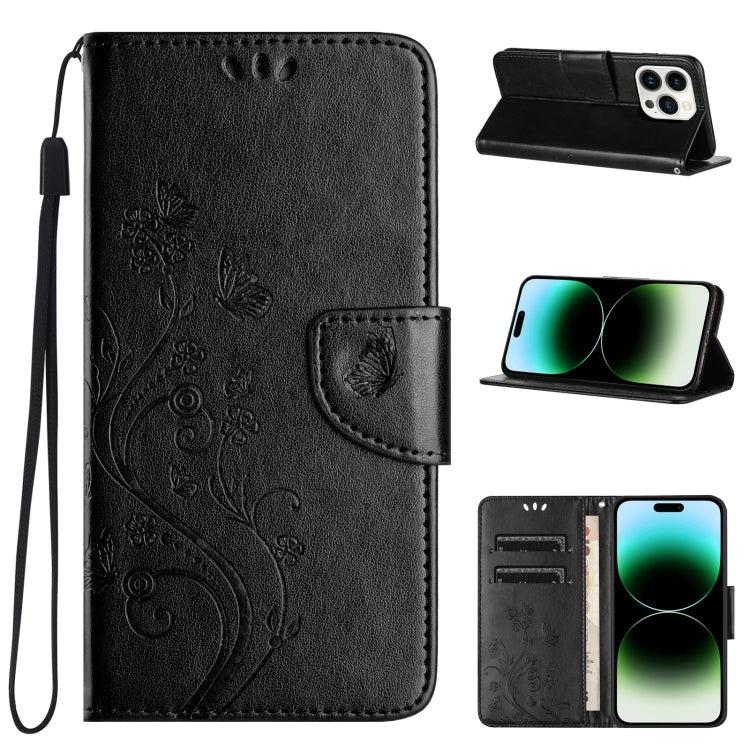 Butterfly Flower Pattern Flip Leather Phone Case, For iPhone 16e, For iPhone 16 Pro Max����������...