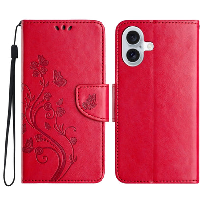 Butterfly Flower Pattern Flip Leather Phone Case, For iPhone 16e, For iPhone 16 Pro Max����������...