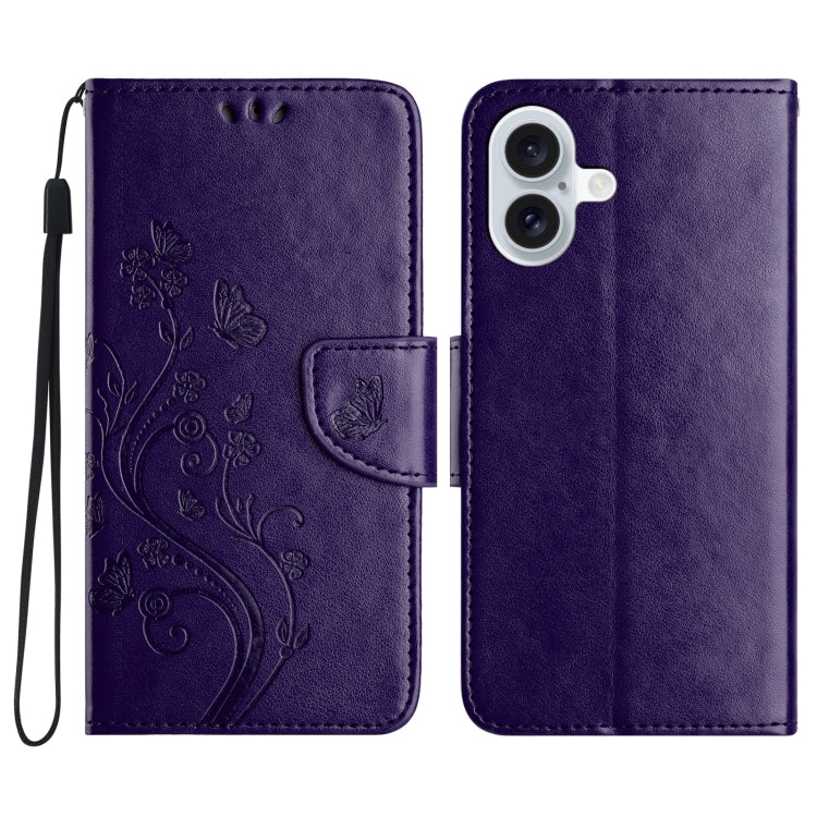 Butterfly Flower Pattern Flip Leather Phone Case, For iPhone 16e, For iPhone 16 Pro Max����������...